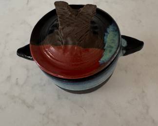 Studio Pottery Lidded Croc. Photo 2 of 3.