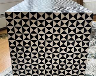 Crate & Barrel Intarsia Side Table. Measures 24" W x 16" D x 22" H. Photo 1 of 3.