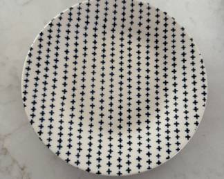 Set of 6 Crate & Barrel Mai Blue Crisscross Salad Plates. Photo 2 of 3.