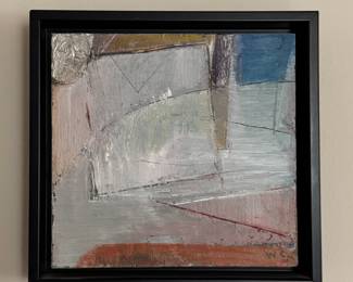 Pair of Small Abstracts, Framed. Oil on Canvas. Smallest Measures 7" x 7" Overall; Larger is 8.5" x 7" Overall. Photo 3 of 3.