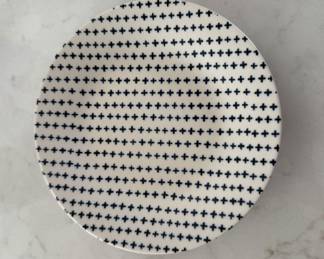 Set of 6 Crate & Barrel Mai Blue Crisscross Salad Plates. Photo 2 of 3.