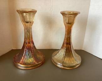 Carnival glass candlesticks