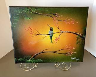 Painted Hummingbird on canvas