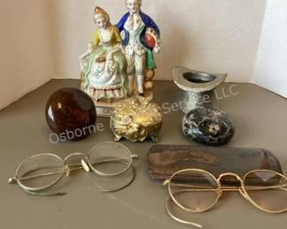 Vintage spectacles, art deco trinket box & more