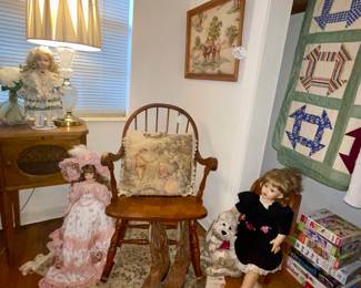- Vintage Tell City Windsor back Child's Rocker
- Collector Dolls
- Puzzles/Games
- Vintage Durango Western Boots sz7