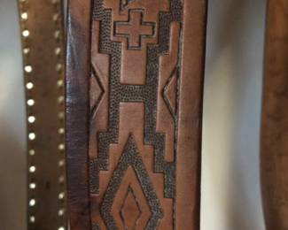 Hand tooled leather belt