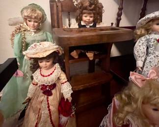 Collectible Dolls
Sweet Wood Dolls High chair with painted carousel horse detail