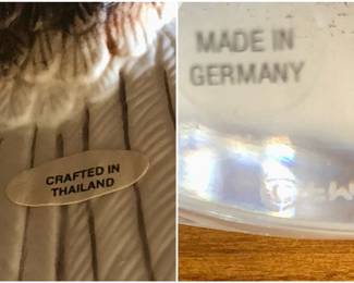 Detail pic,
- Vintage Franklin Mint Soaring Eagle sculpture over Glass Wave. Tagged "Crafted in Thailand" on the Eagle.
Made in Germany etched in glass.
