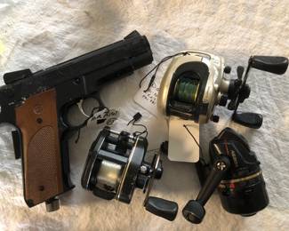 Daisy Air Pistol. Fishing reels