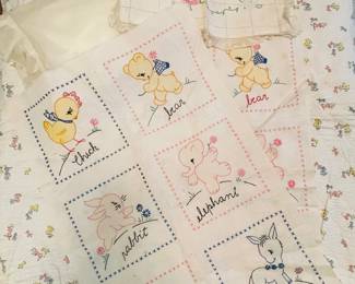 Antique 1920-1930s Baby...
- Embroidered Baby blanket starter pieces