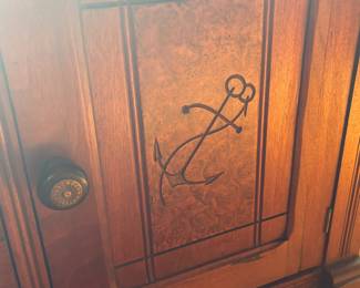 Detail pic, Anchor engraving
- *Antique Granite top chest with original Brass hardware. Anchor engraving