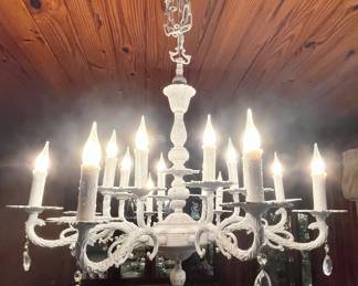 Vintage Iron Chandelier, white paint finish.
16lights