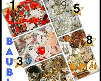 Estate Bauble Boxes filled with vintage jewelry!!!
Earrings Bracelets Brooches Necklaces