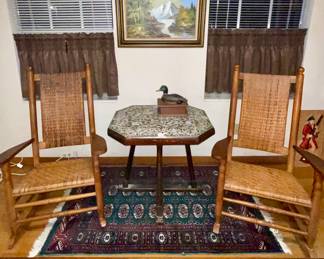 - *The Carolina Rocker 1000 by P&P Chair Company AKA "The Kennedy Rocker"
(2) Rockers in Excellent Condition
- *Vintage Florida Tile top table