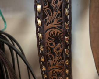 Hand tooled leather belt