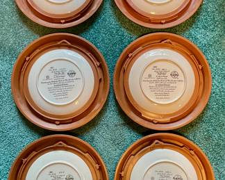 Detail pic, reverse
- Collection of (6) decorative collector plates titled "Birds of Your Garden" by Edwin M. Knowles, featuring artwork by Kevin Daniel