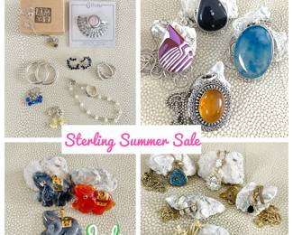STERLING SUMMER SALE on Select jewelry pieces as shown in the above images. 
Earrings • Necklaces  • Rings • Pendants