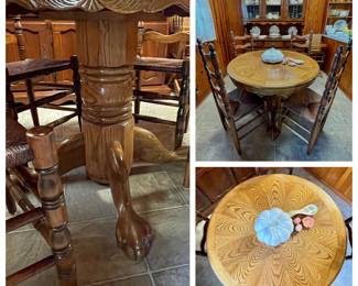Detail pic,
*Oak Clawfoot dinette table (42"diameter)