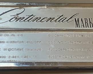 Continental Mark IV Spec Plate