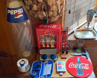 Assorted Pepsi and Coca Cola Collectibles