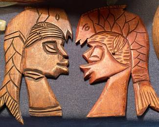 African Themed Wooden Wall Plaques