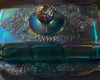 Carnival Glass Butter Dish