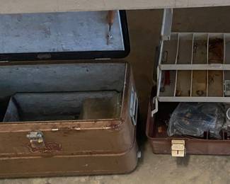 Vintage Cooler and Tackle Box