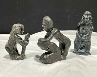 Vntg Canadian Inuit Soapstone Inuit Peoples Sculptures
