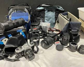 Canon EOS Rebel SL1, Pentax K1000 Camera, Extra Lenses, Cases, More