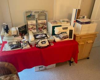 Room full of sewing machines / notions 