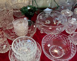 Tons of nice crystal serving pieces and bowls, vases