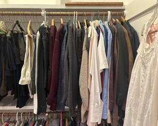 Mens suits, jackets, shirts, slacks and shorts