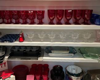 Tons of very nice colored stem ware sets
