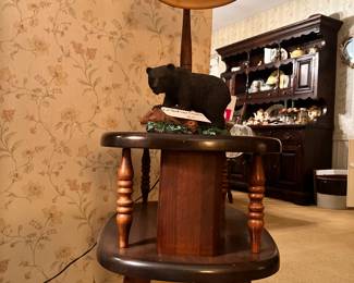 ANOTHER SIDE TABLE LAMP. OUTDOORSMEN DECOR THROUGHOUT.