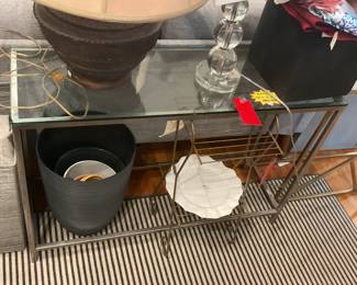 Glass and metal console table 29” x 42” x 14” $300 + tax