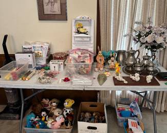 Stuffed Animals, Barbies/Dolls, Pewter Tea Set, Dolls, Etc.