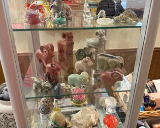 Glass Figurines, Stone Fetishes, Stone Eggs, Pocket Knives, Etc.