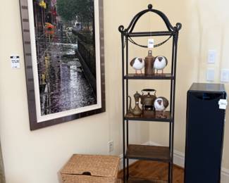 Wrought Iron Shelf, Baskets