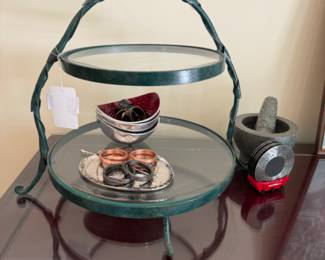 Two Tier Glass & Iron Server