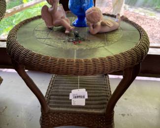 Stone Top Wicker Table