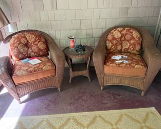 Wicker Chairs and Side Table