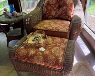 Wicker Chair and Ottoman