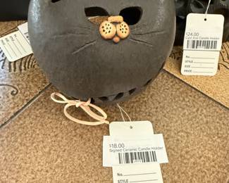 Signed Ceramic Candle Holder