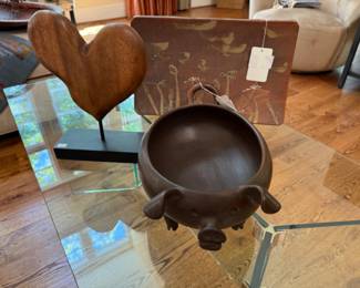 Pomaireware Style Bowl, Hand Painted Ceramic Tray