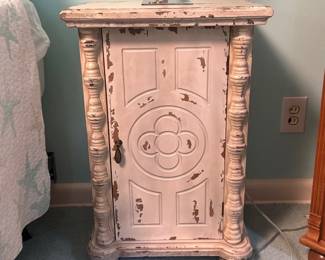 Distressed wood nightstand cabinet