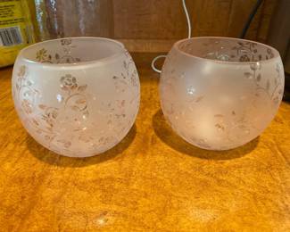 Frosted and Etched Glass Votive Candle Holders