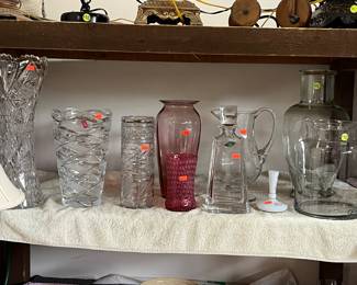 Fantastic Crystal and glass pieces. Crystal Decanter, Custom made glass, nice vases.