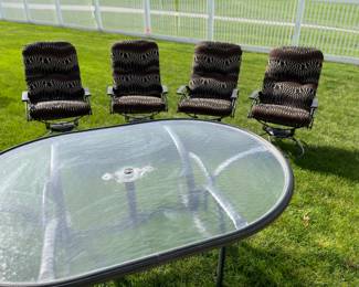 Home Crest swivel/rocking high back patio chairs. 8 total available. Home Crest table