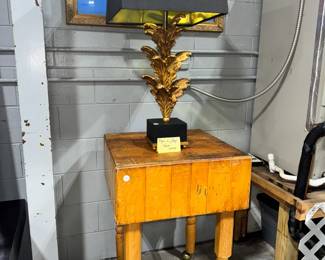 Butcher Block Table & Mar-A-Lago Lamp Orlando Estate Auction