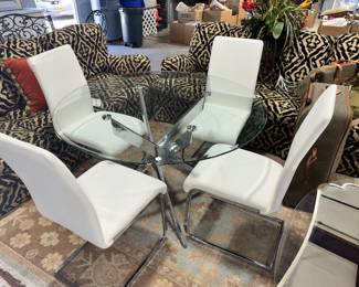 Modern Glass Top Table and Chairs Orlando